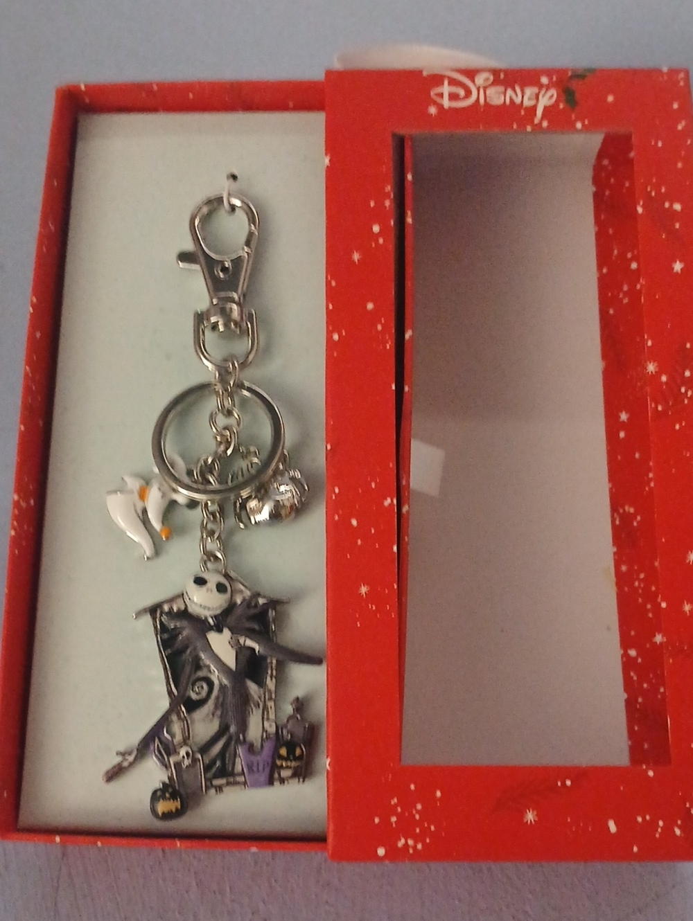 Disney Jack Skellington & Zero Silver Keychain & Bag Charm Black & Silver
